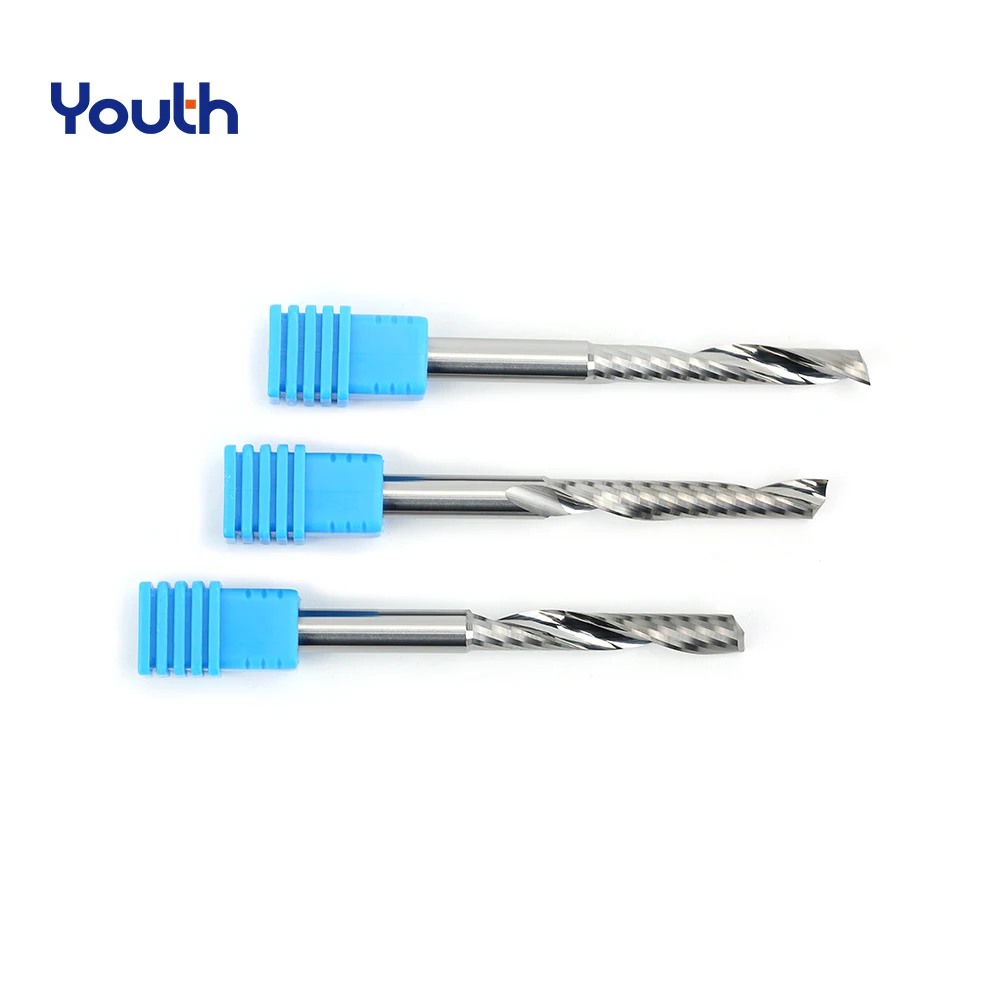 Youth single flute spiral end mill 3.175 shank spiral aluminum mill CNC 3D engraving carving bit for woodworking Fresa