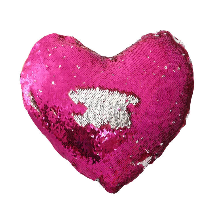 
Heart shaped kids decorative sublimation heart sequin pillow 