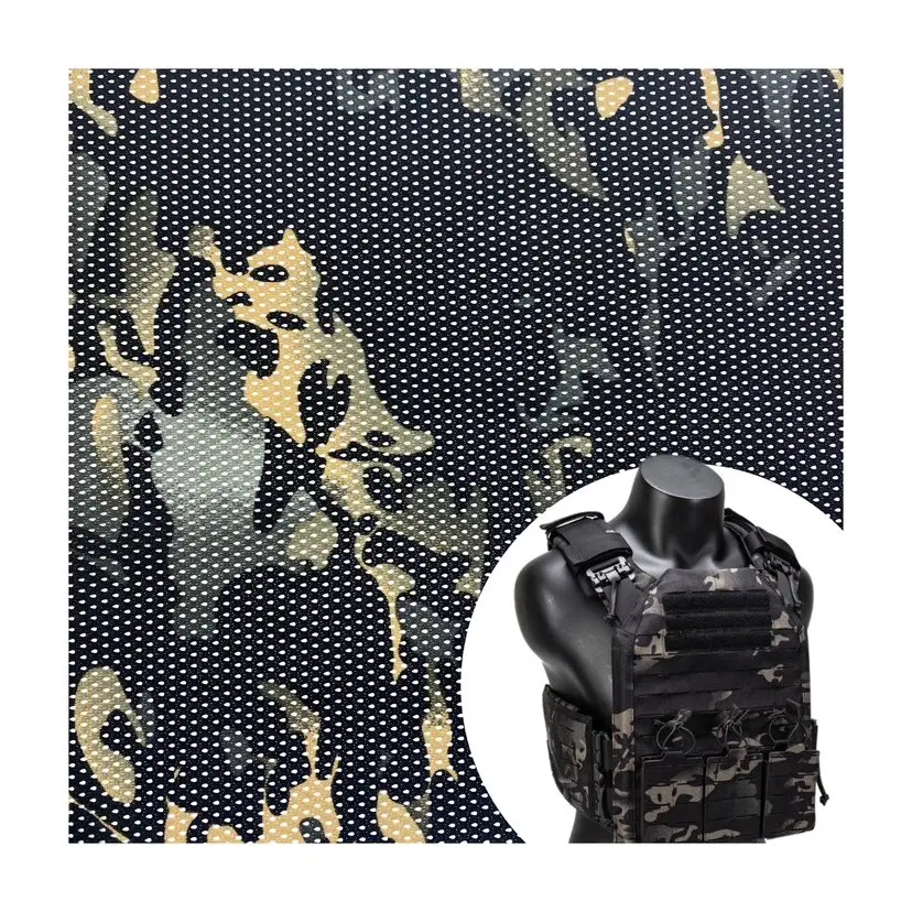 100% polyester camo  black mesh fabric for outdoor multi-environment concealment solution  hunting camouflage clothing
