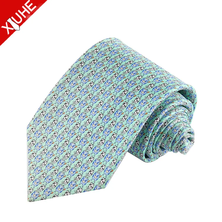 Handmade Fashion Design Men Tie Cartoon Pattern Silk Necktie Custom Printed Silk Men Ties