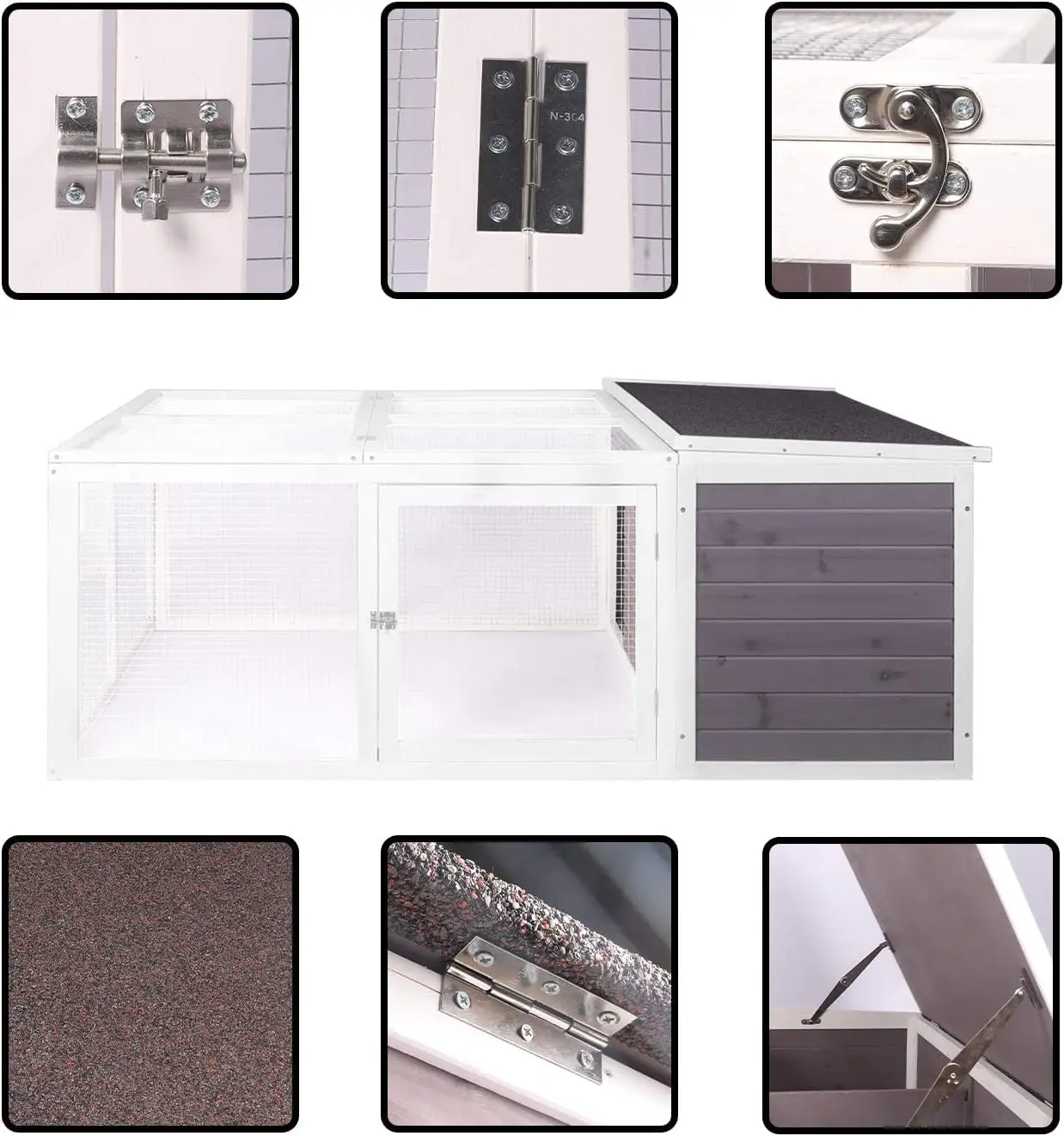 Outdoor Poultry Duck Cage Bunny Wood Rabbit Hutch House For Small Animals With Large Run