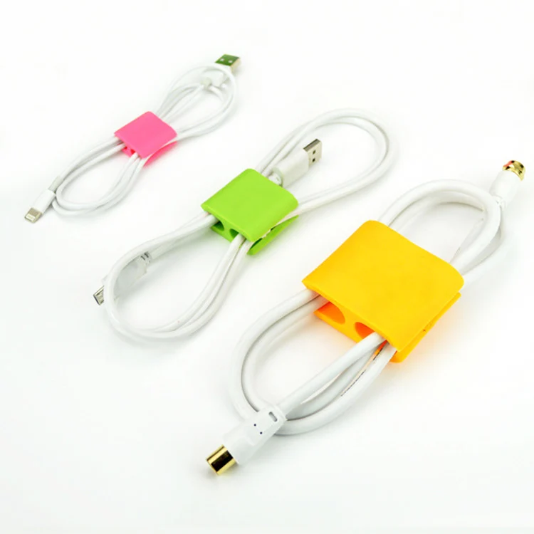 Color Soft Elastic Desktop Cable Clamp Silicone Collect Cord In Ear Earphone Cable Winder Cable Clamps
