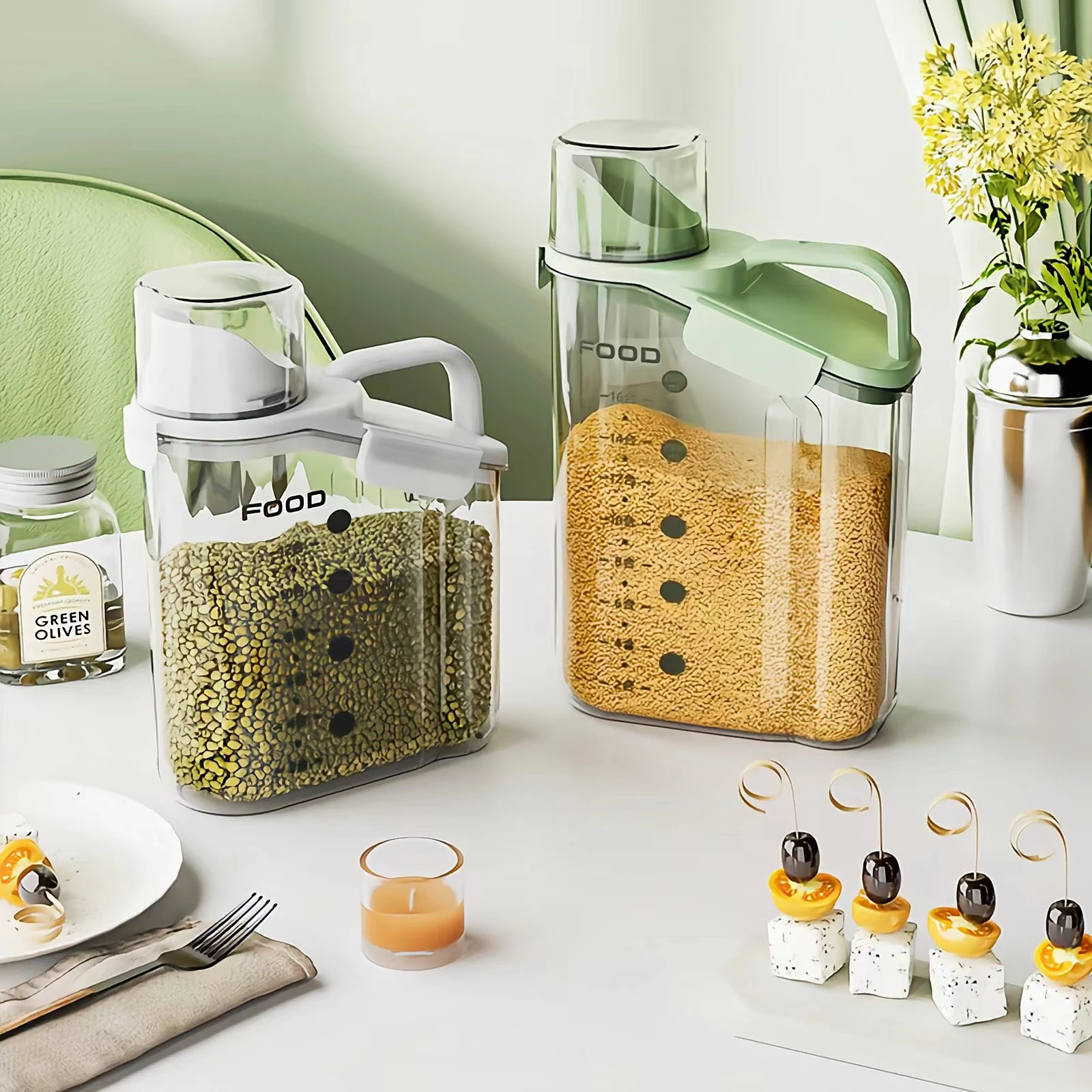 1600ml Transparent Sealed Design Portable Grain Storage Tank Dry Food Rice Plastic Storage Box