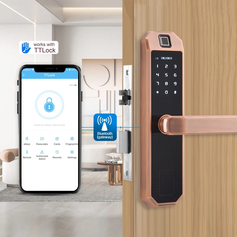 Hotel Wireless Wifi Tuya App Control Password Card Finger Print Electronic Safety Small Smart Door Lock