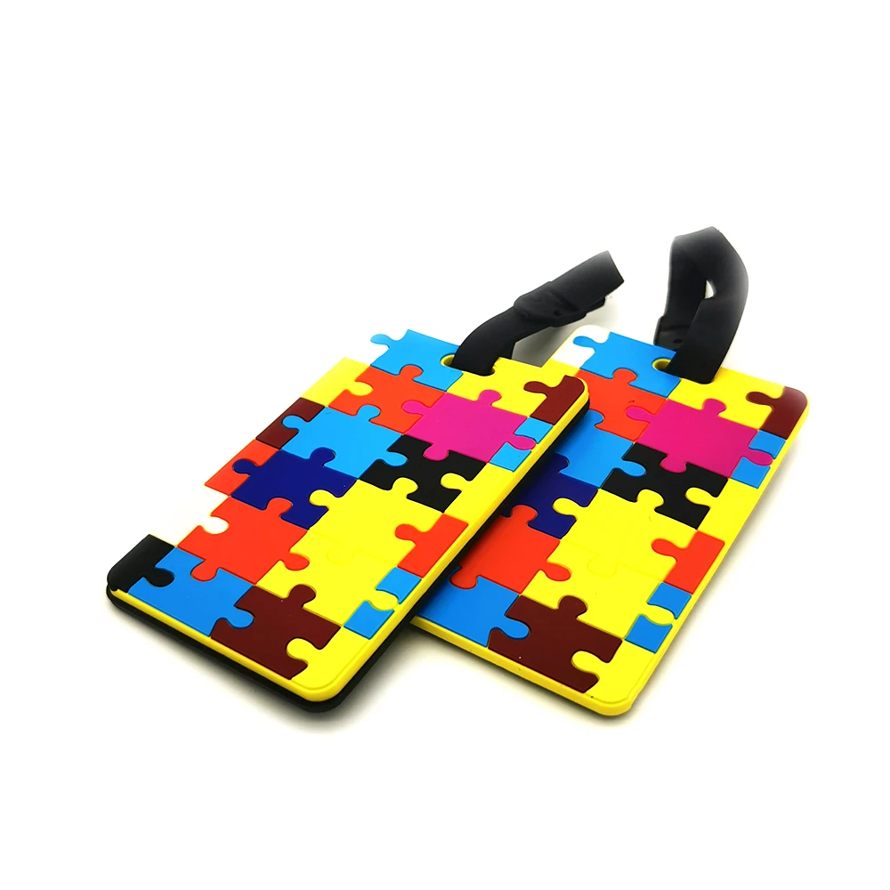 Airplane Company Name Logo Rubber PVC Suitcase Travel ID Luggage Tags Bag Tag With Pu Leather Strap and Paper Card Package