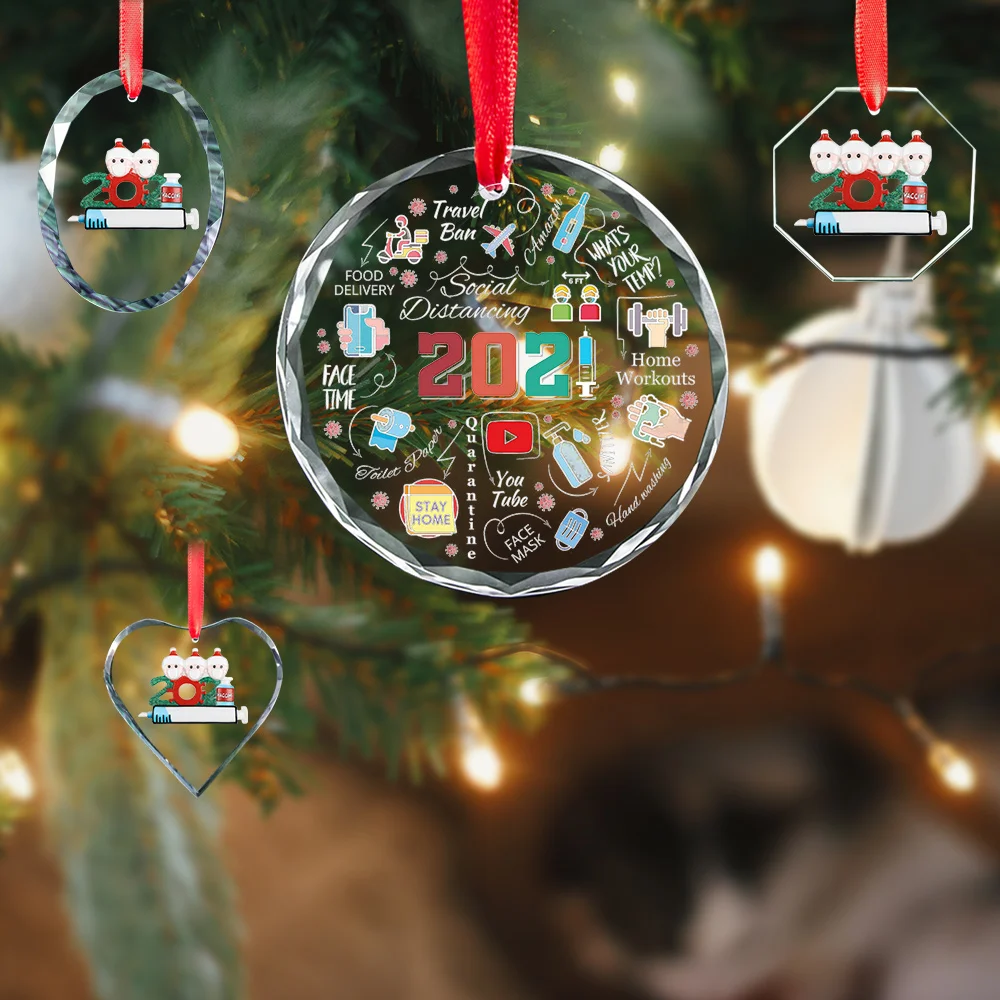 Wholesale blank Christmas outdoor decorations custom NEW design hanging k9 lights Christmas tree ornaments for home decoration