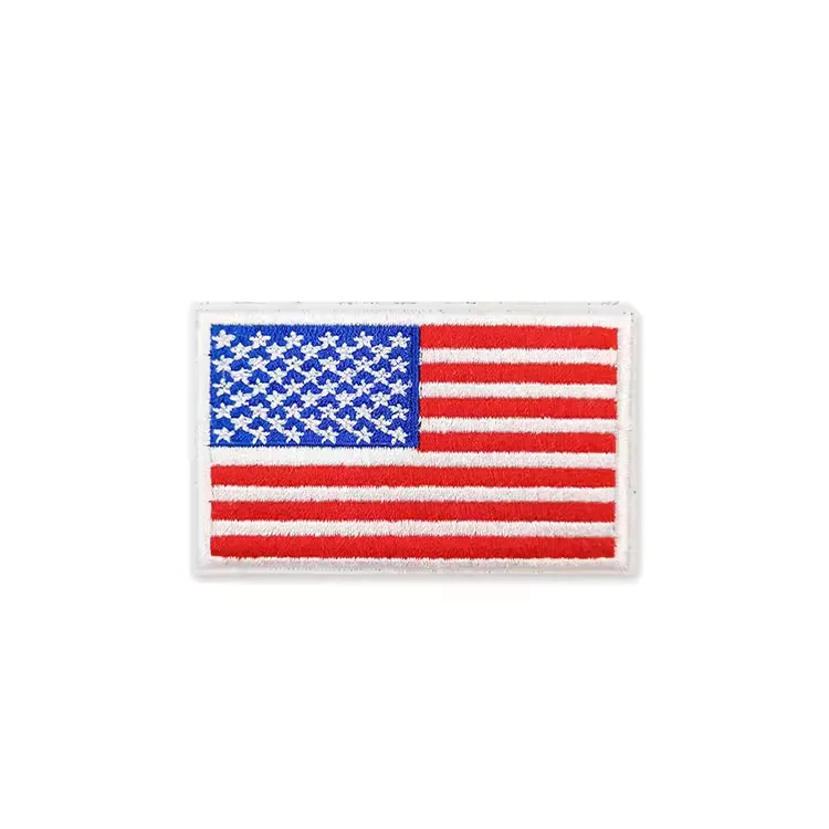 Wholesale small heat press usa country flags patches embroidered patch hook loop