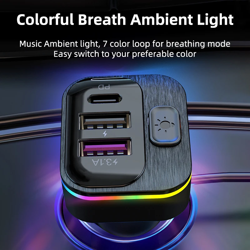 Universal Type c PD 20W Quick Car Charger 3 Port USB charge Spring Cables Fast Car USB Charger For iPhone Xiaomi Mobile Phone