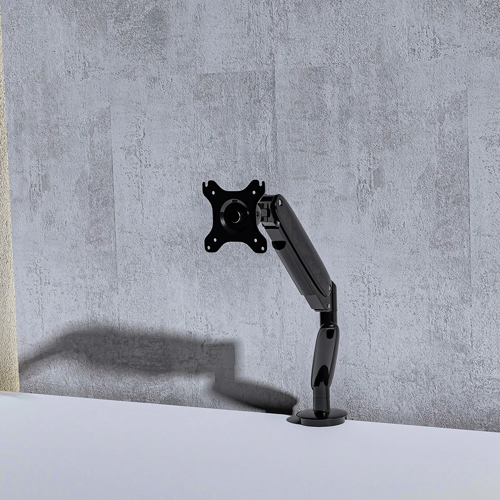 Space Saving Flex Monitor Arm Clamp Aluminum for Computer Accessories Single Monitor Mount with Gas Spring Arms
