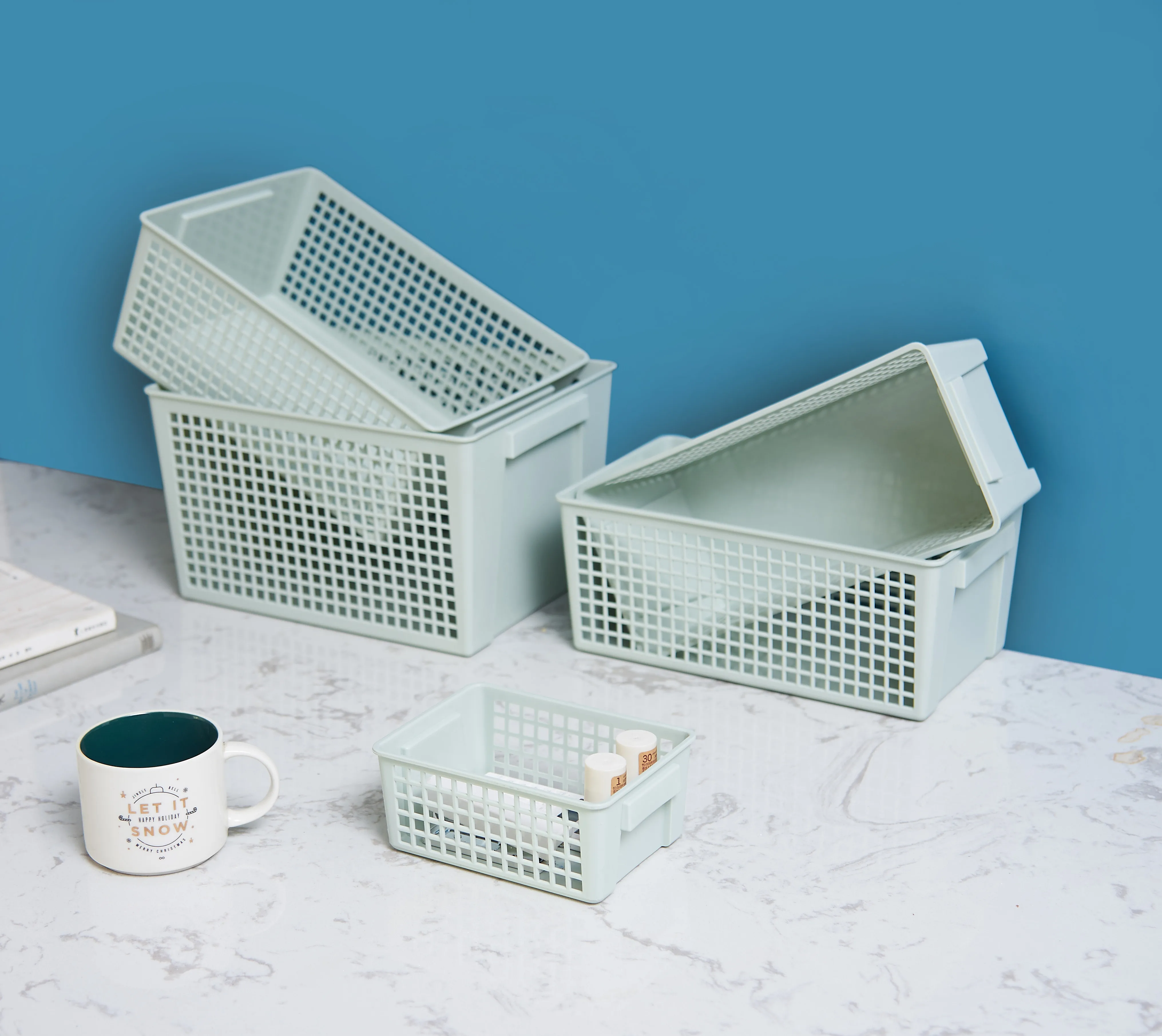 28*21.5*16.5 cm Household Plastic Storage Basket For Kitchen,Living room,Toy Storage