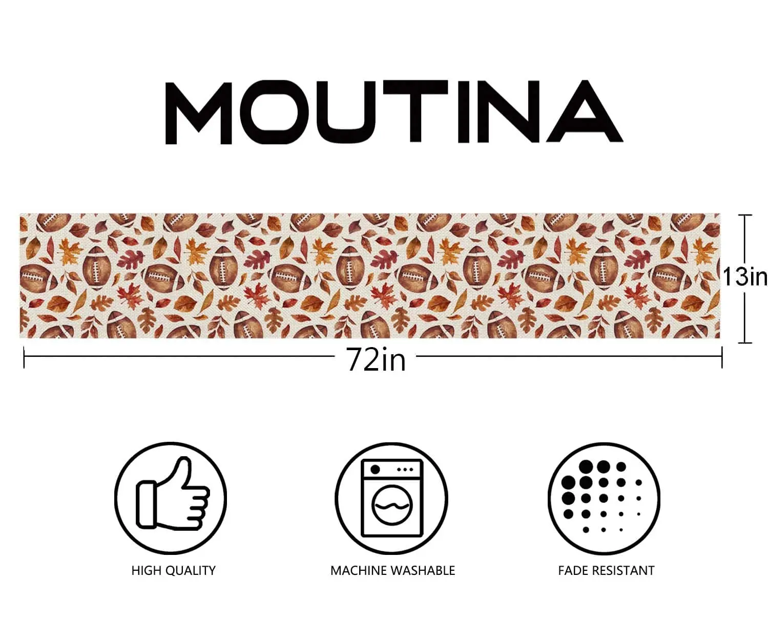 12x18 Inch Footballs with Maple Leaves Place Mats Seasonal Autumn Table Decors for Dining Thanksgiving Holiday Party