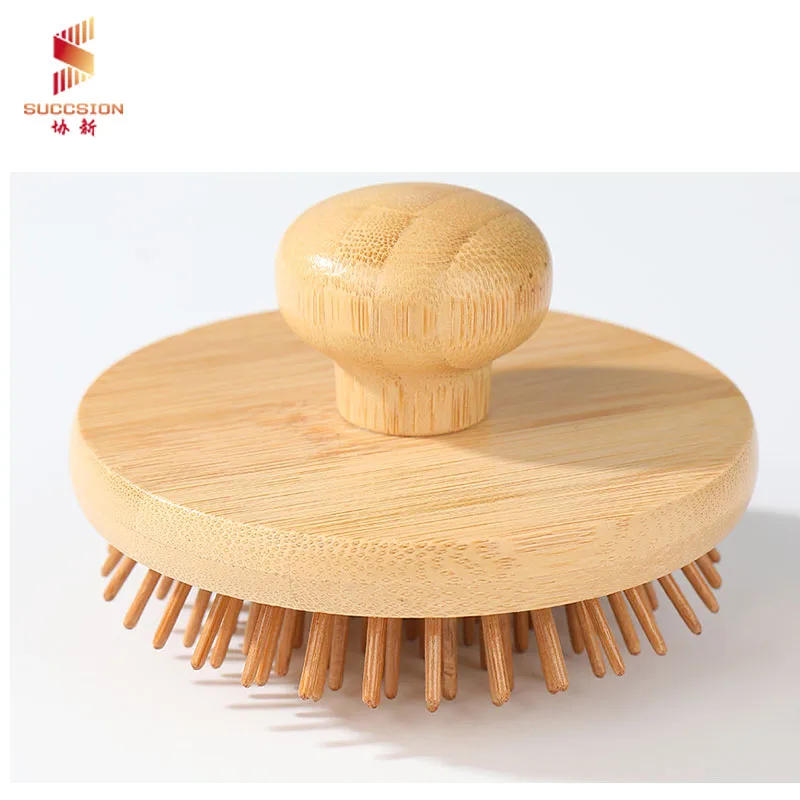 Wholesale Customize Logo Massage Natural Self Cleaning Round Hairbrush Wood Hair Massage Brushes