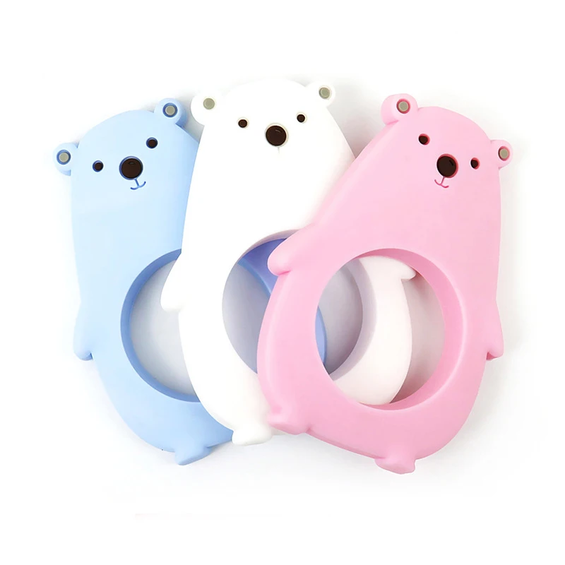 New Design Wholesale BPA Free Polar Bear Shape Teething Toy Silicone Teether Baby Teethers