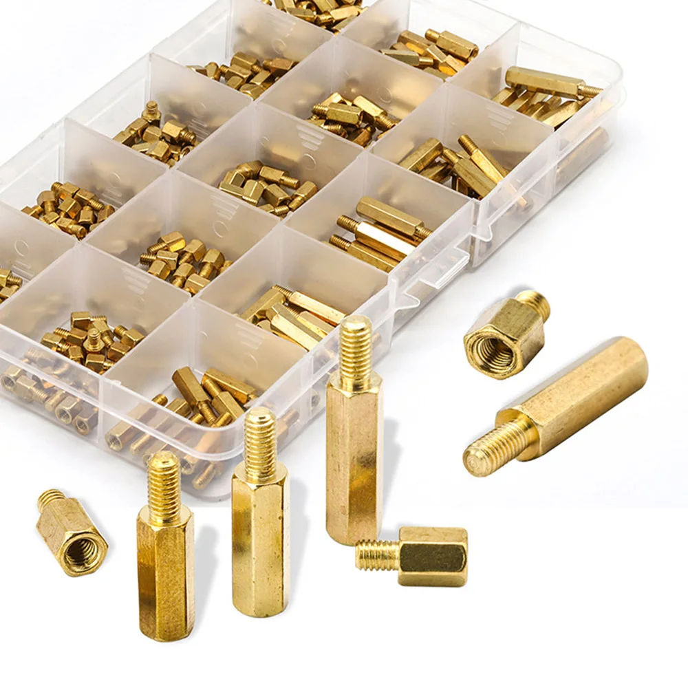 300Pcs/Box M3 Single Head Hexagon Copper Column Screw Set Boxed Single Pass Isolation Column Assortment Kit