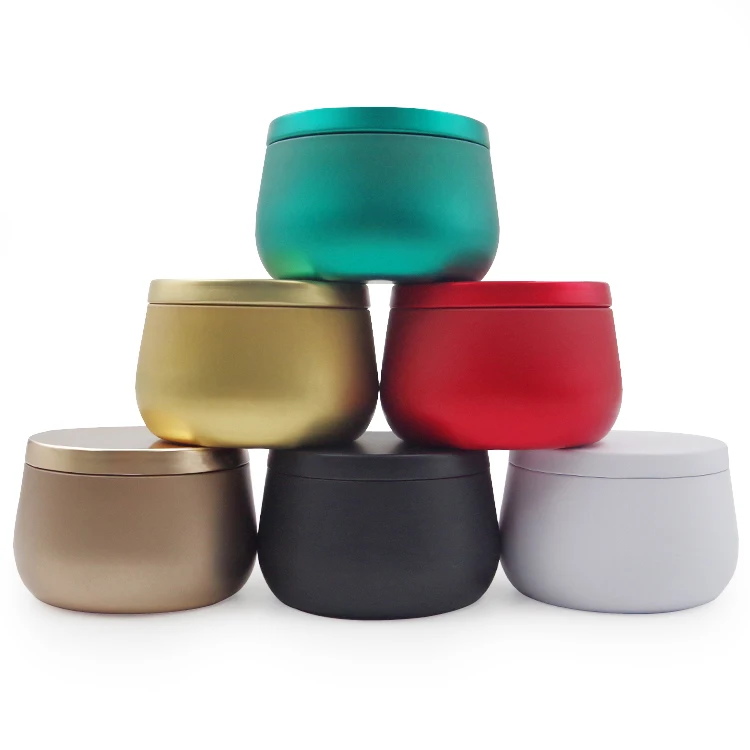 4 oz 8oz Small Empty Round Silver Rose Gold White Red Matte Black Candle Tin Container Metal Tin Cans for Candles Making