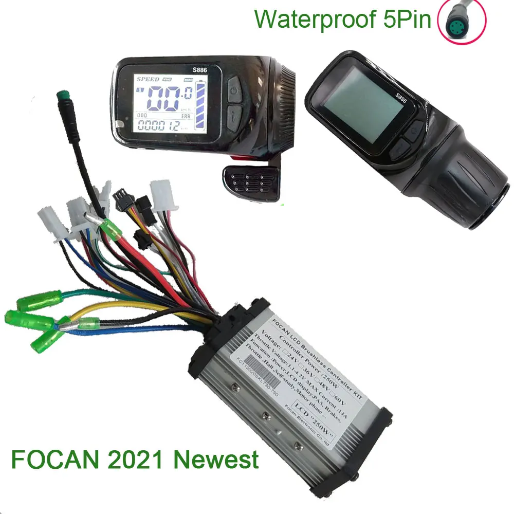  Focan 24V/36V/48V 60V 250/350W бесщеточный Электрический скутер контроллер для е-байка с бесщеточным двигателем Скорость водителя и LH-100 дроссельной заслонки