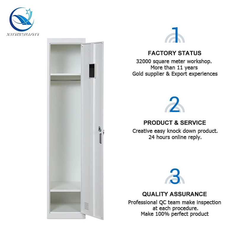 Single Door Steel Wardrobe Locker With Clothes Hanger Changing Room School Gym Metal Locker