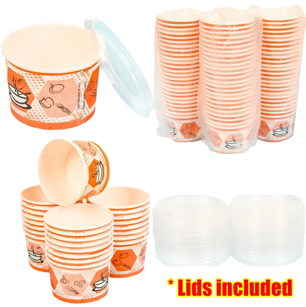 Disposable Soup Container Cup Bowl with Lid Paper Takeaway Soup 16 oz / 450 ml Paper Cups in Turkey