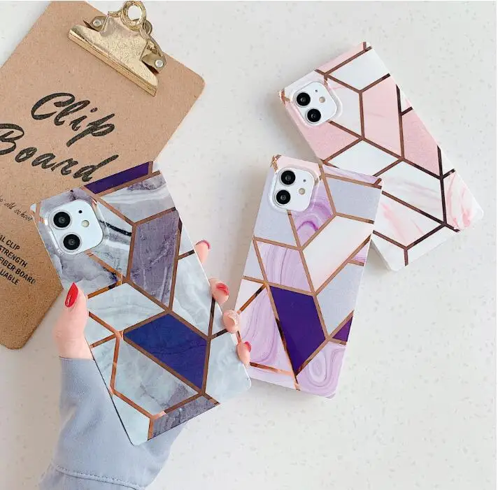 Luxury Plating Glossy Marble Soft TPU IMD Case For Iphone 12 Mini 11 Pro Max 8 7 Plus X XS XR Phone Skin Cover For Iphone12