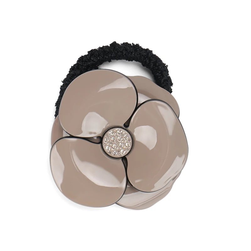 Fashion Camellia Design Elastic Hair Band Multicolor Camellia Hair Ties Acetate Rhinestone Rubber Band for Women