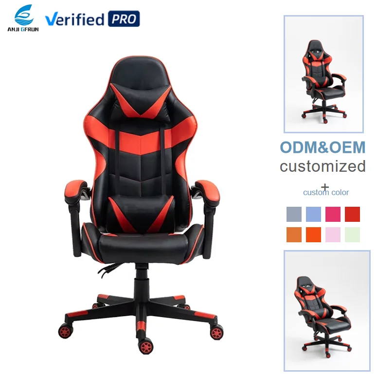 Adjustable Racing Ergonomic Leather Gaming Chair Swivel Chair with Lift Style Metal and Iron Material