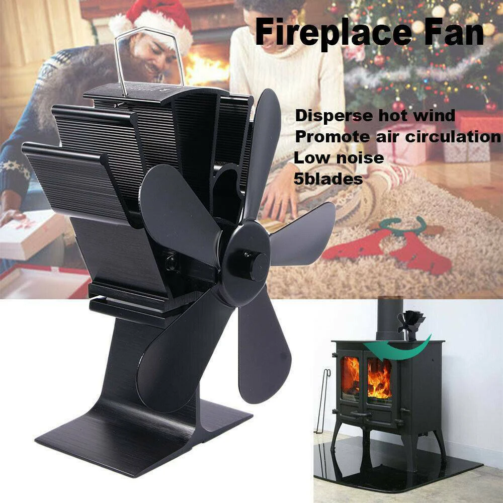Dropshipping from Australia Warehouse within 24 Hours,Aluminum 5 Blade Leaf Heat Powered Stove Fireplace Fan