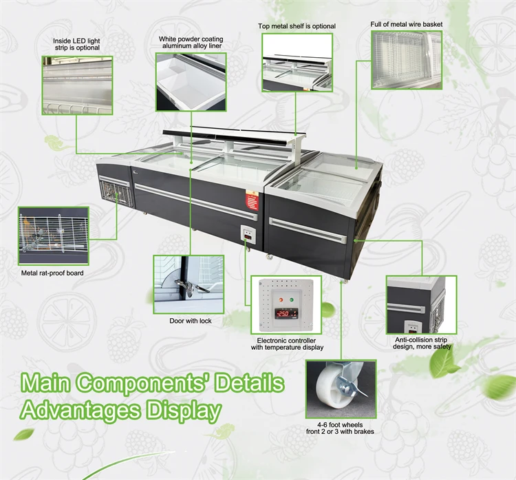 Commercial Supermarket Storage Combined Deep Sliding Glass Door Island Display Freezer SD-688Y