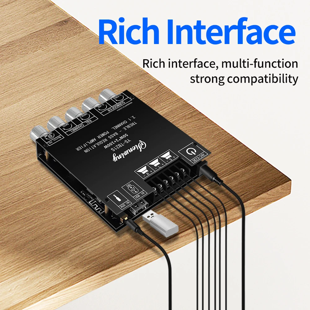 YS-TB21S TPA3116D2 2.1 Channel BT 5.1 Subwoofer Amplifier Board 50WX2+100W Power Audio Stereo Amplifier Board Bass AMP