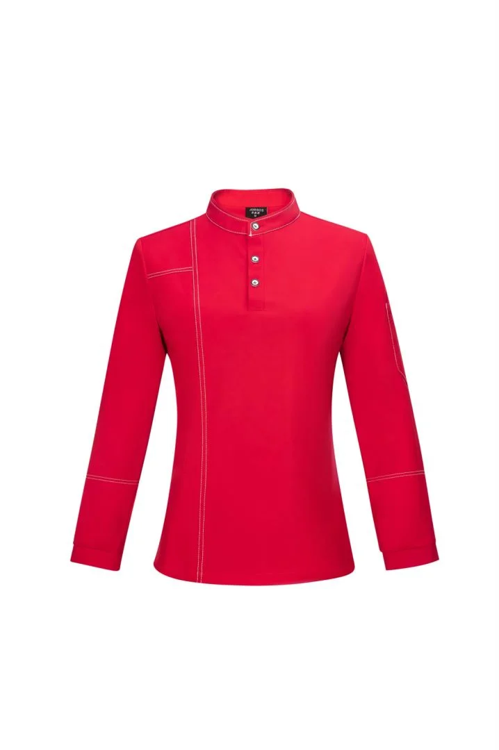 Wholesale Coffee Bar Restaurant Hotel Staff Long Sleeve Working Shirt Custom OEM Logo Catering Staff Uniform for Waiter Waitress