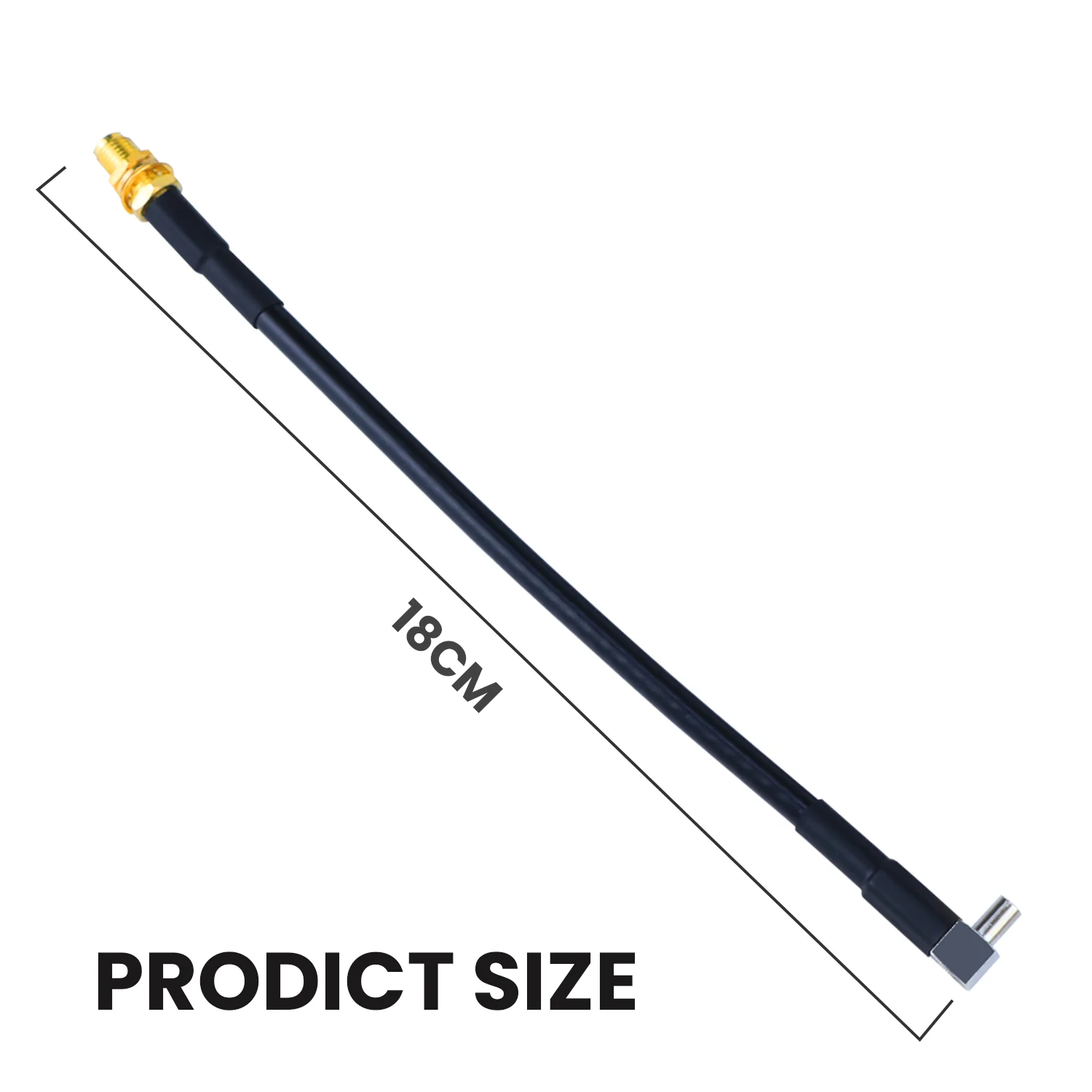 Coaxial RF connector SMA-female to TS9 male elbow RG174 cable assembly 18CM adapter cable