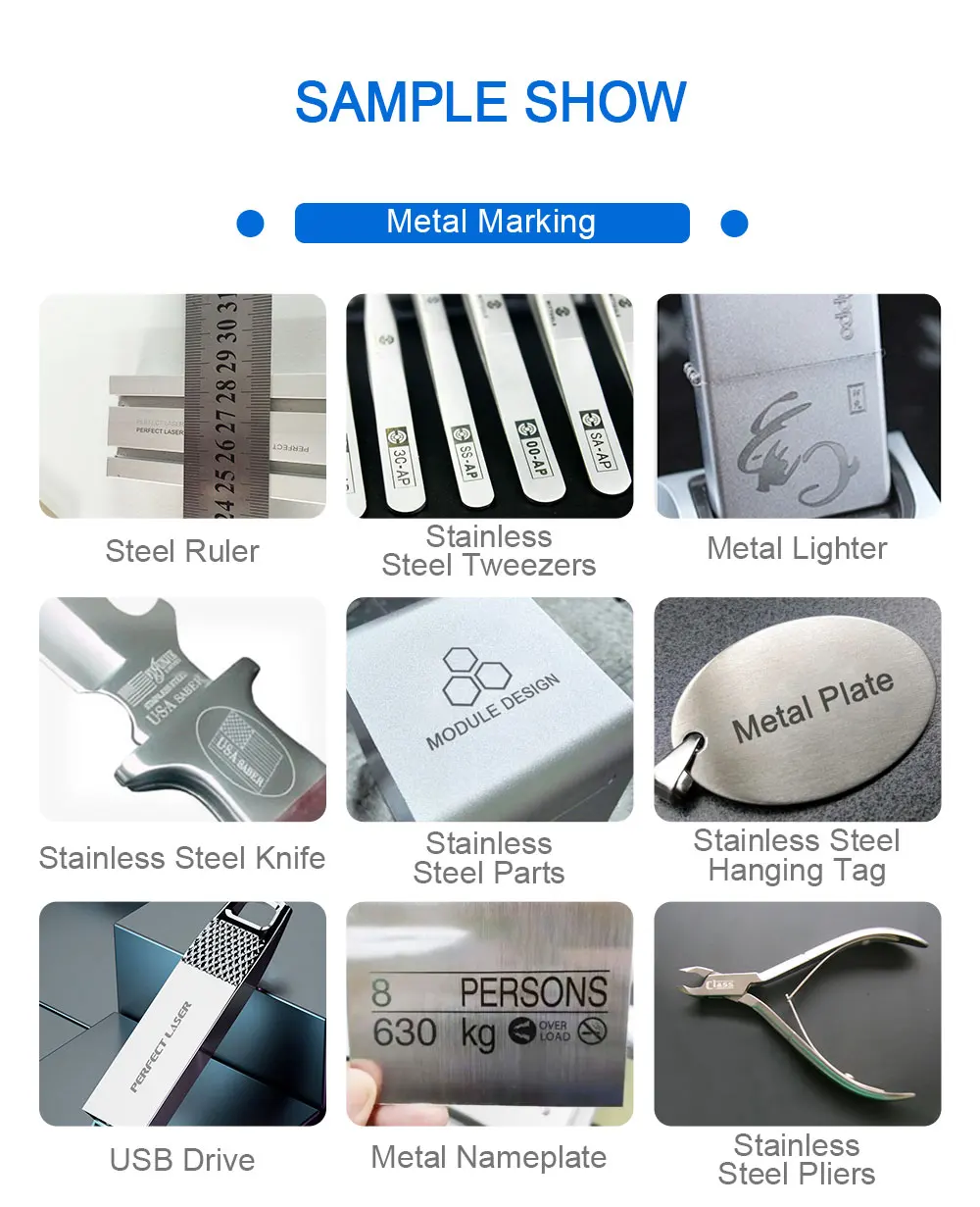 Perfect Laser-Easy to Operate 20W Small Portable Desktop Fiber Laser Marking Machines for Stainless Steel Tweezers/Steel Rulers