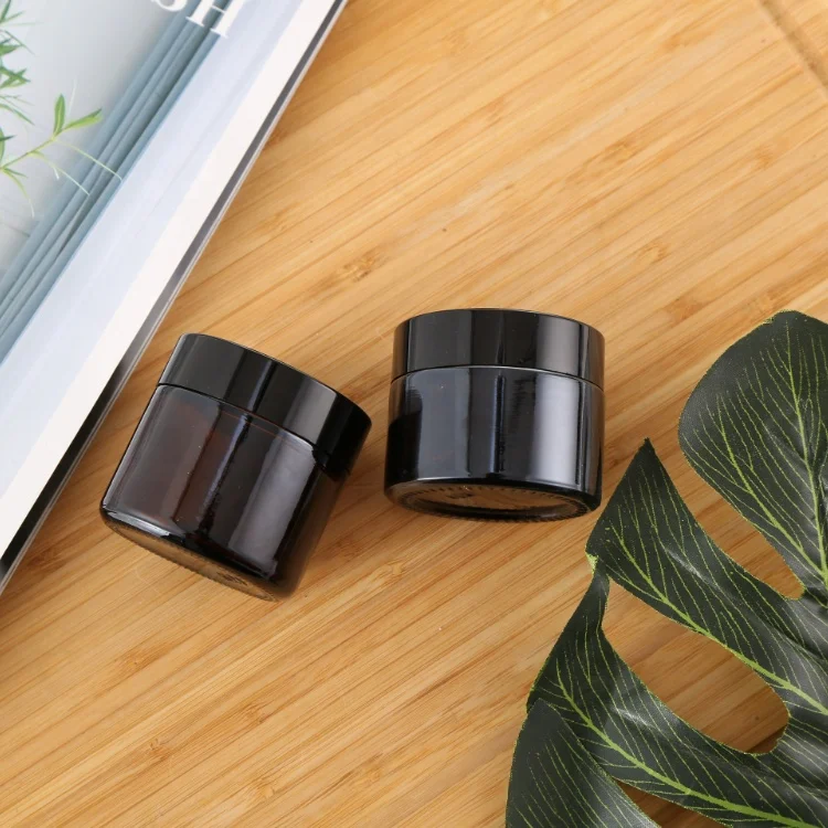 Wholesale empty frosted food grade 5g 10g 15g 20g 30g 50g 10g 4oz cosmetic glass jar amber glass jar aluminum cap