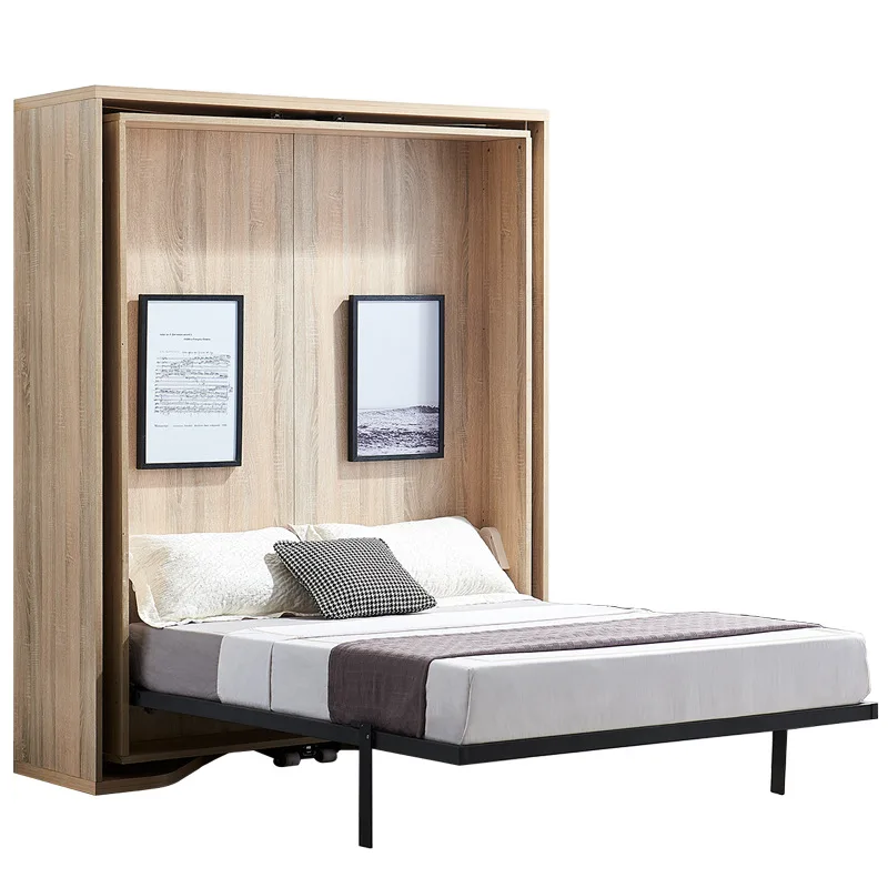 Wooden Rotating invisible folding bed combination multi functional bookcase bookshelf wall Murphy bed