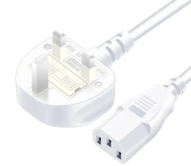 DongguanGuangying British Type VDE Approval PVC Insulated Electrical Power Supply Extension Cord Cable 3 Pin UK Plug power cabl