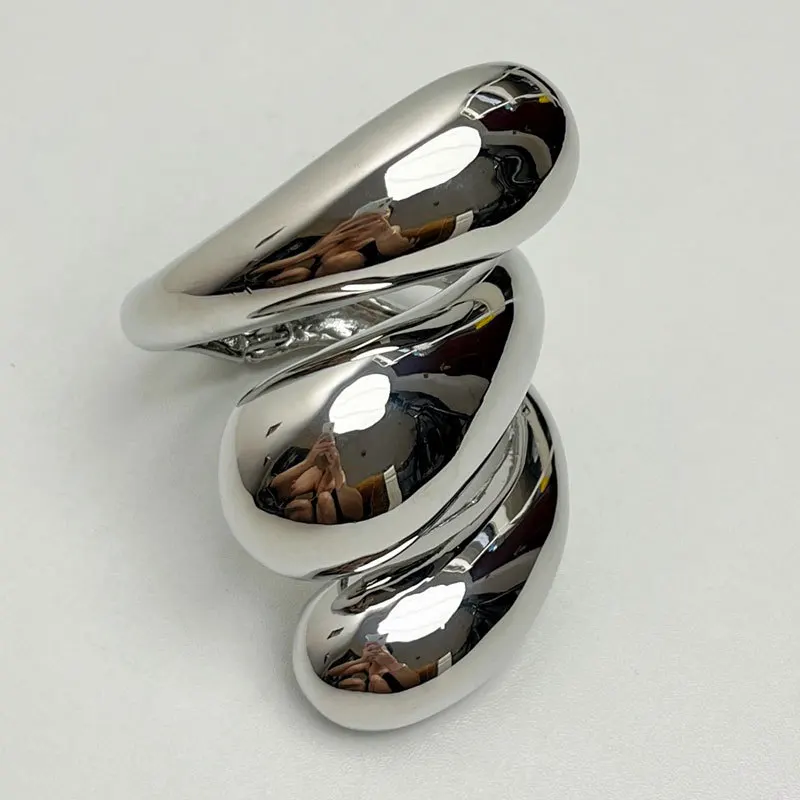 2024 New Arrival Fashion Jewelry Exaggerated design multiple layers metal  wide open cuff for women gold cuff bangles women