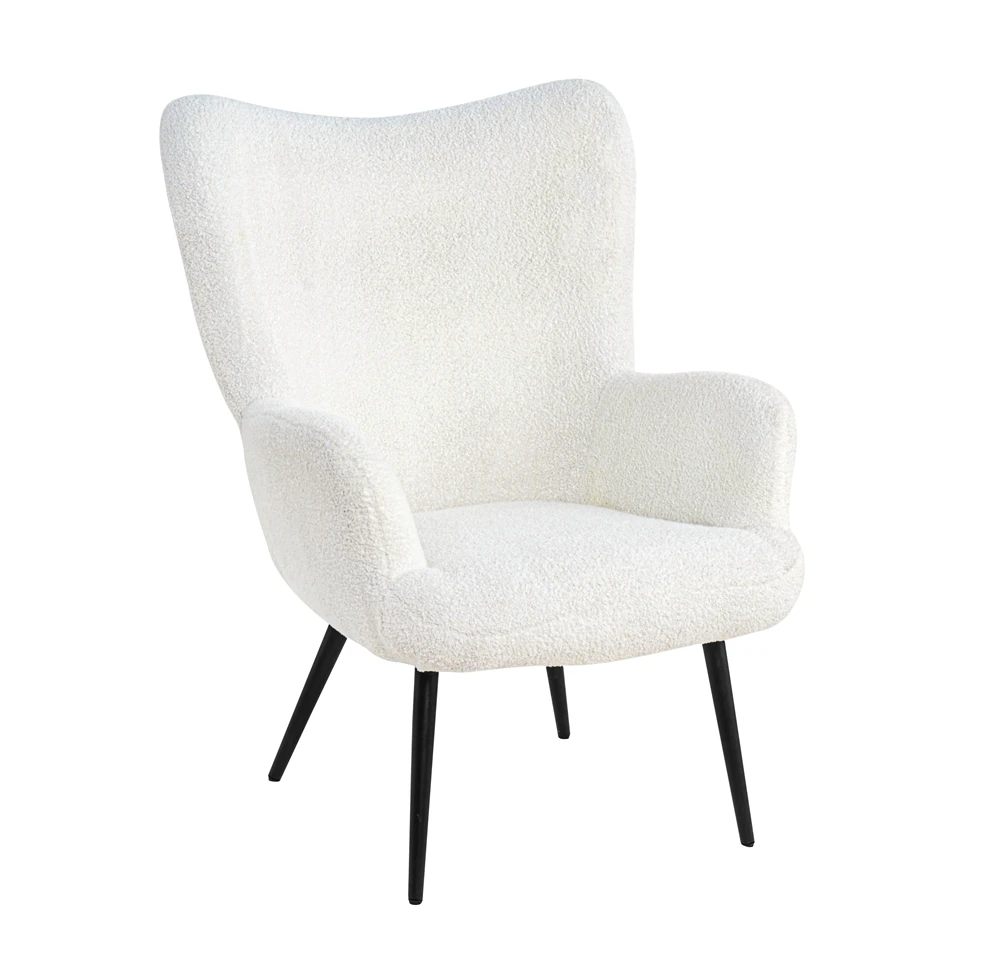 Single sofa creative design velvet armchair Nordic leisure accent lounge comfortable backrest white living room chair