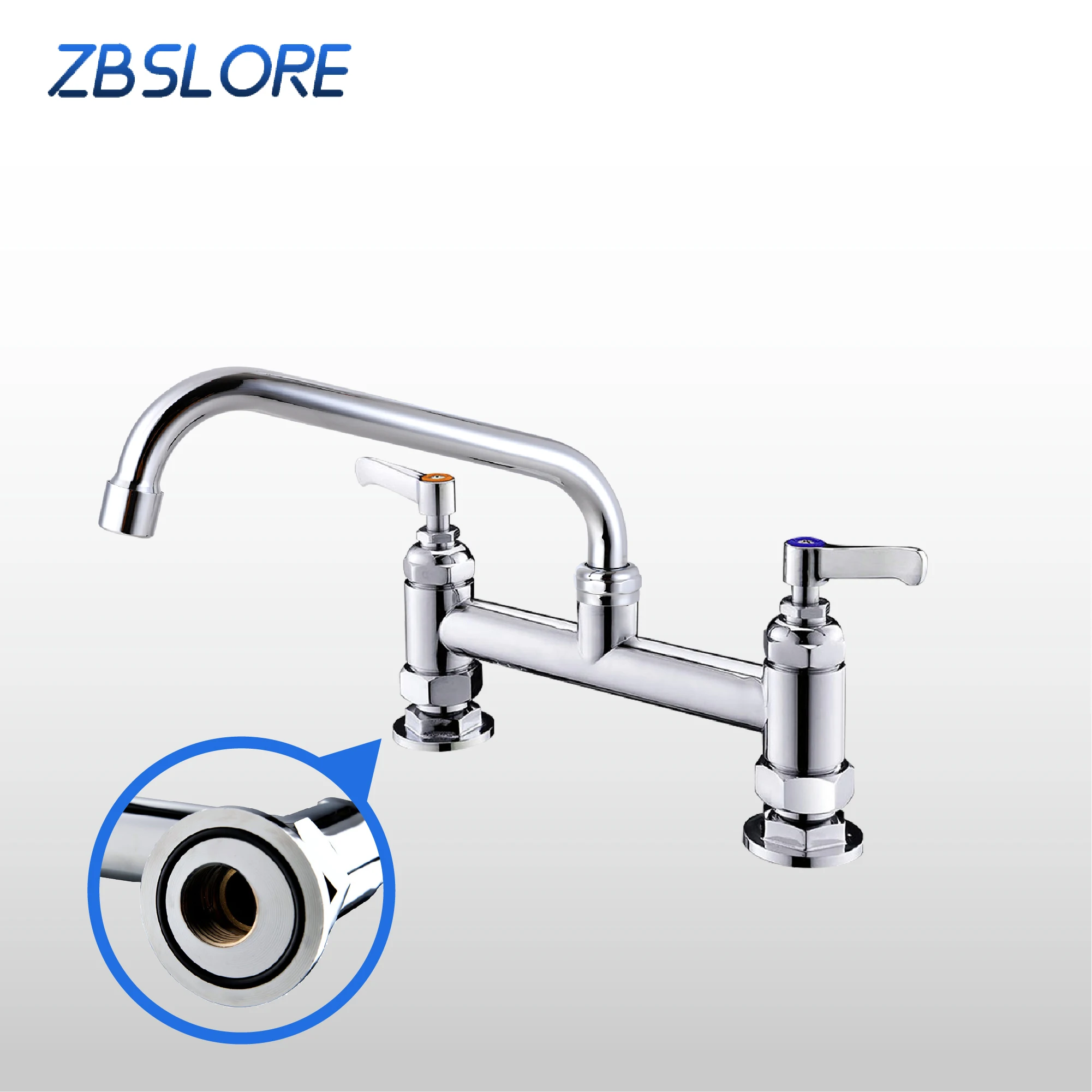 Sink Tap Flexible Hot And Cold Brass Commercial Kitchen Deck Mounted Sink Taps