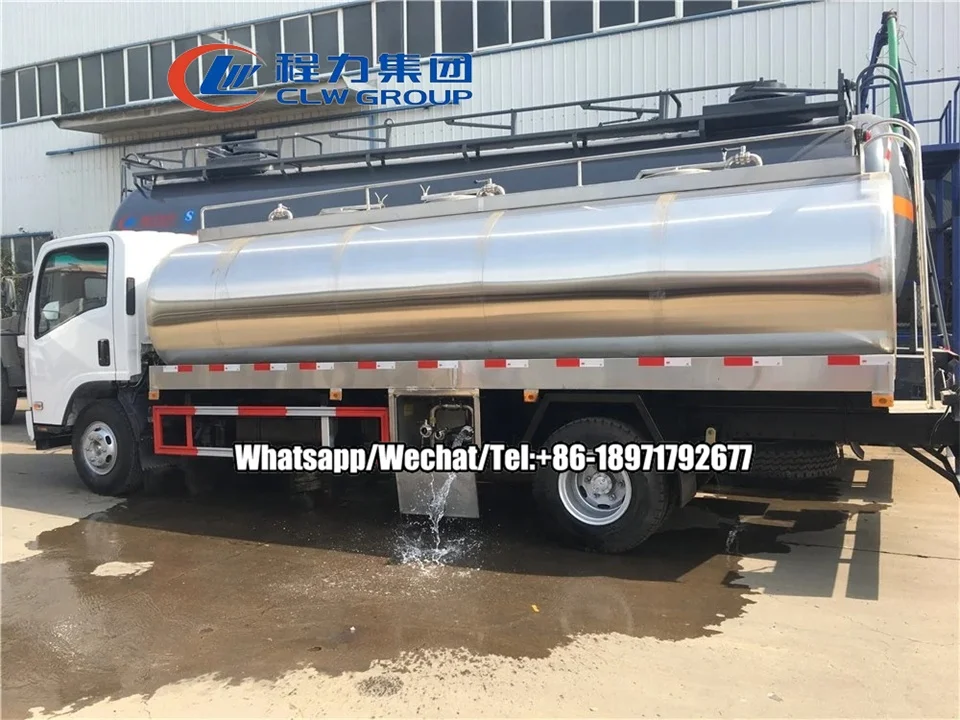 Isuzu Food Grade Liquid Fresh Milk Tank Truck 4X2 Stainless Steel  Drink Water Tanker Truck