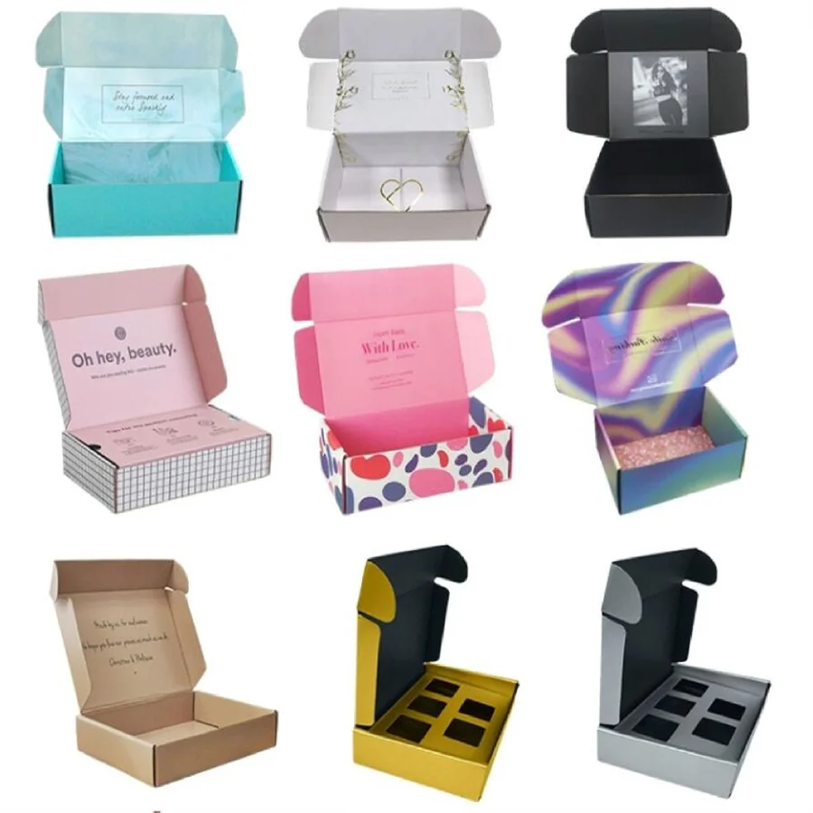 Angelol express box factory недорогая печать логотипа на заказ экологически чистые черные гофрированные почтовые коробки розовые белые для