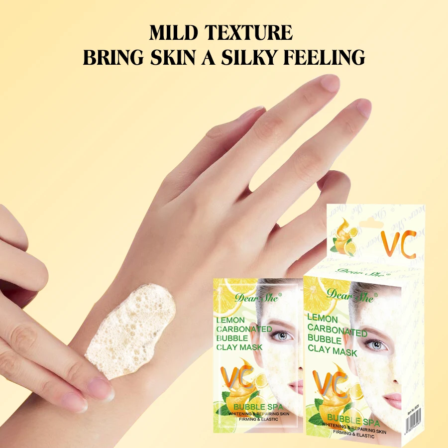 Dear She Natural Fruit Lemon Vitamin C Carbonated Bubble Clay Facial Mask Whitening Repairing Skin Firming Elastic Skin Care
