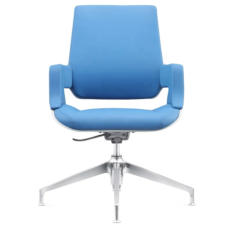 2021 hot sale comfortable adjustable high blue leather with four legged bar plate office chair