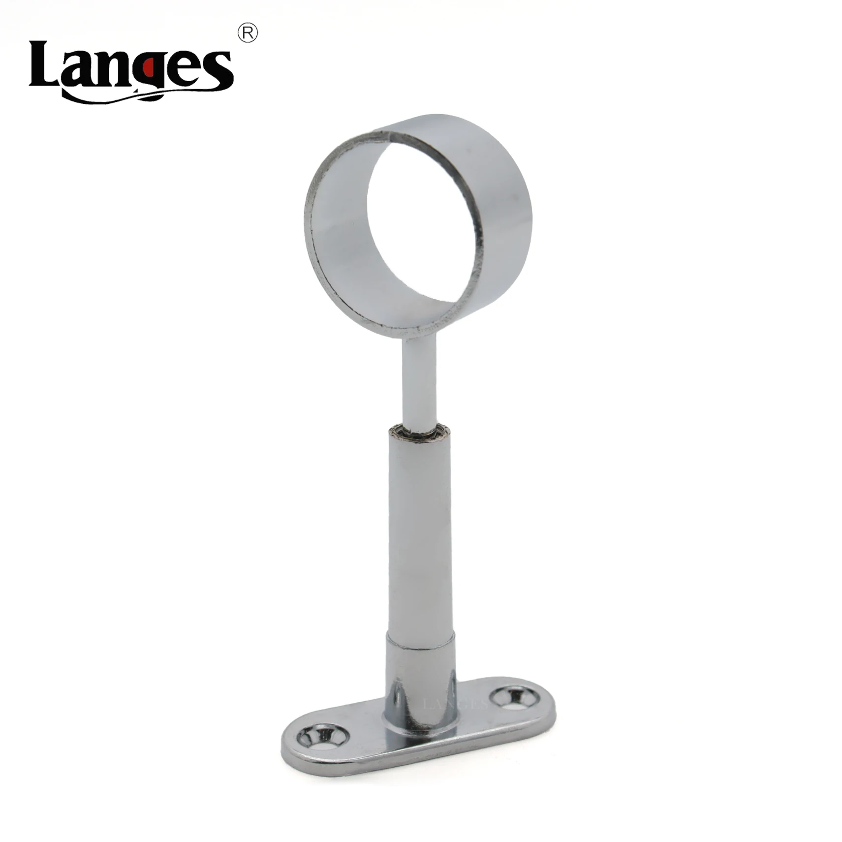 Adjustable Stainless Steel Ceiling-Mount Round Head Bracket Wardrobe Pipe Closet Flange Holder