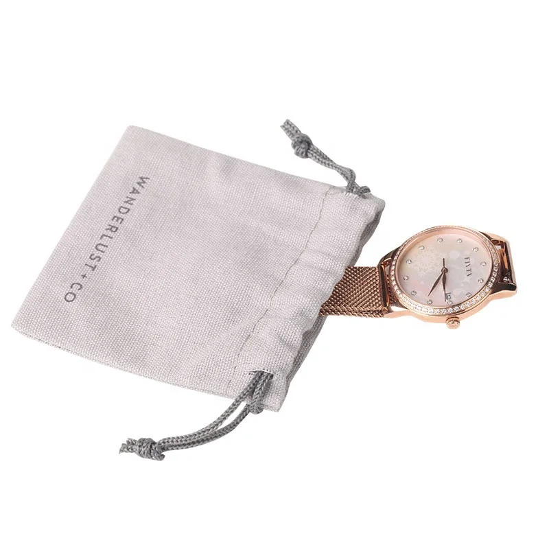 Factory Korean INS Style Customized Cotton Bundle Pocket Rope Color Printing Jewelry Storage Canvas Bag