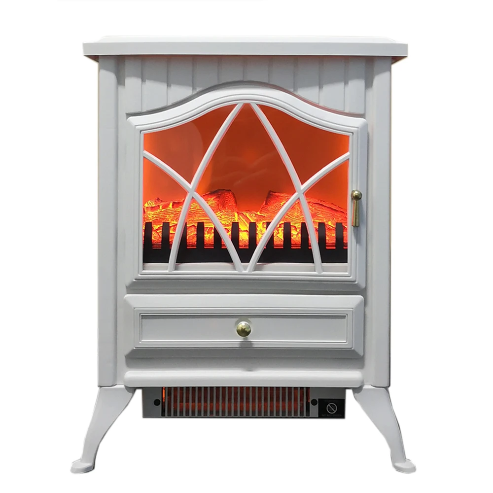 hot sale modern household decor flame freestanding small white elegant indoor free standing electric fireplace with heater