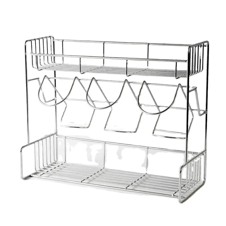 3 Tier Stainless Steel Silver Spice Rack Seasoning Bottle Stand Holder Kitchen Storage Shelves Organizer