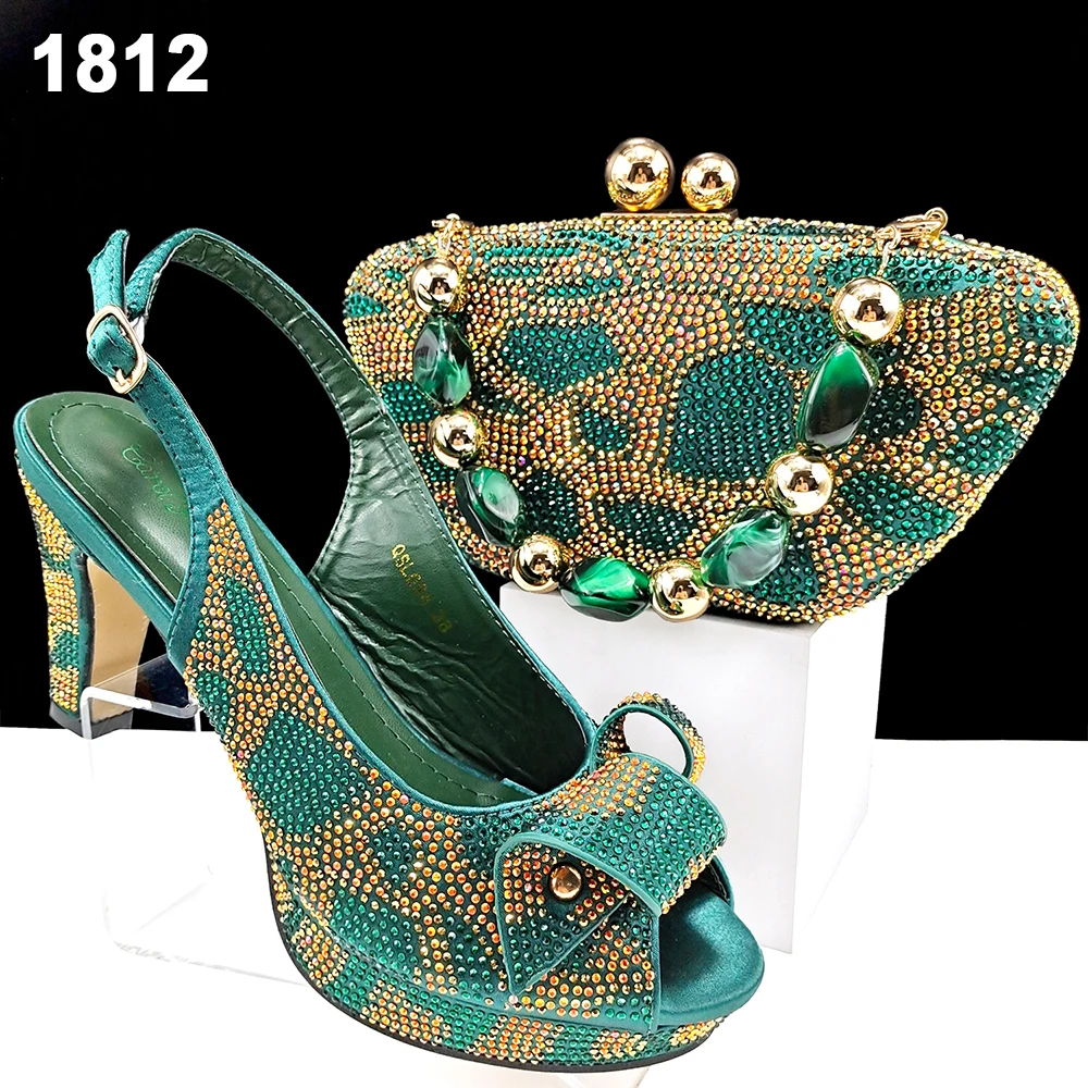Fashion Ladies Shoes And Bag Set High Heel Italian Shoes Matching Bag Set For Wedding Party