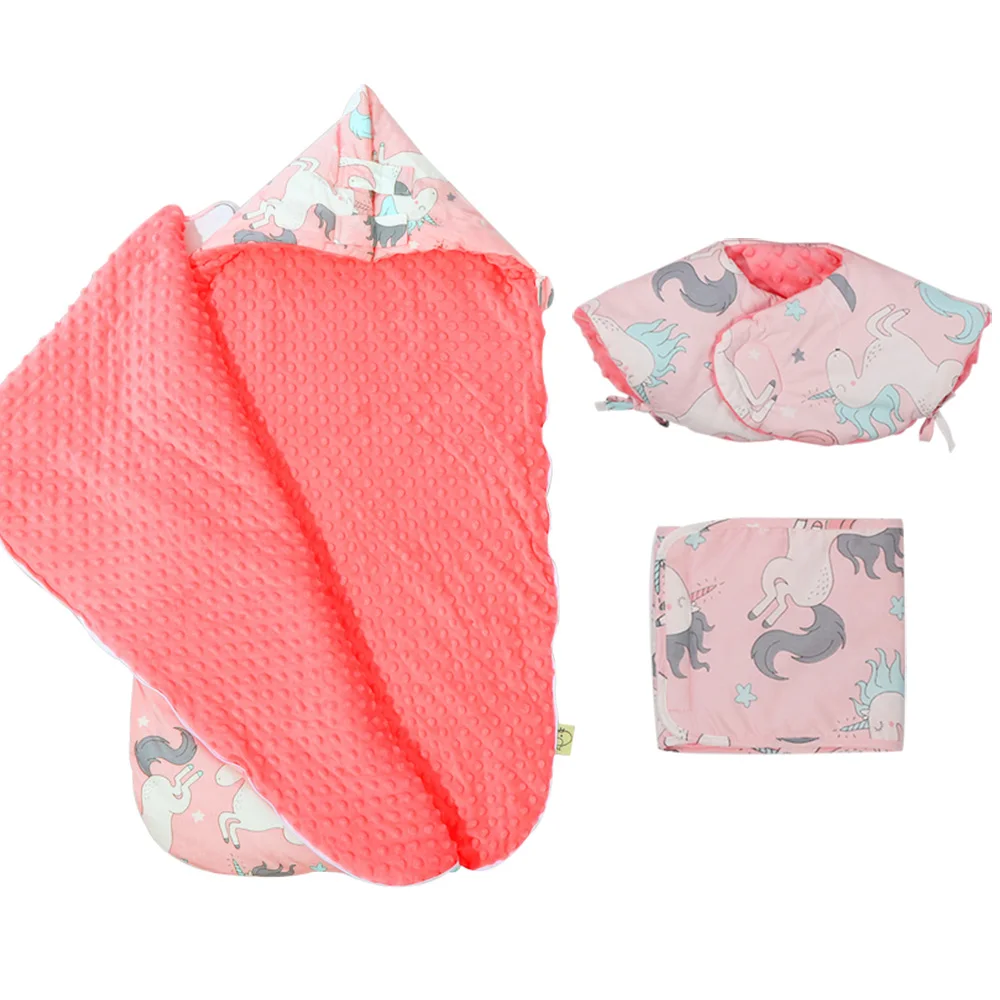 CE Certificated Hooded Faux cotton Plush Swaddle Wrap Newborn Cute baby Stroller baby cloth wholesale in stock