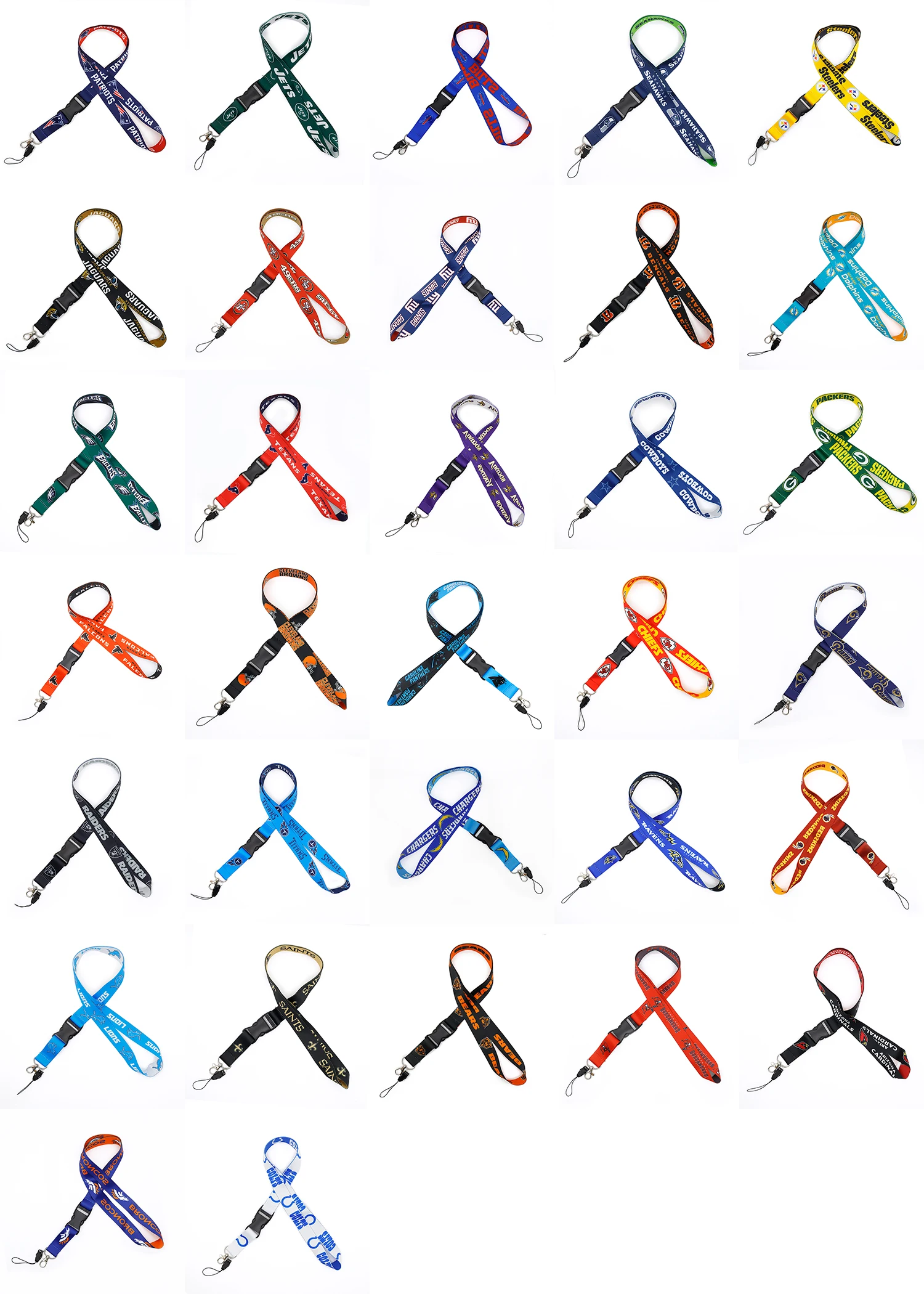 2022 Hot Sales NFLLs US Football Team Sports Fashionable Lanyard  All 32 Teams Silk Material Key Chains