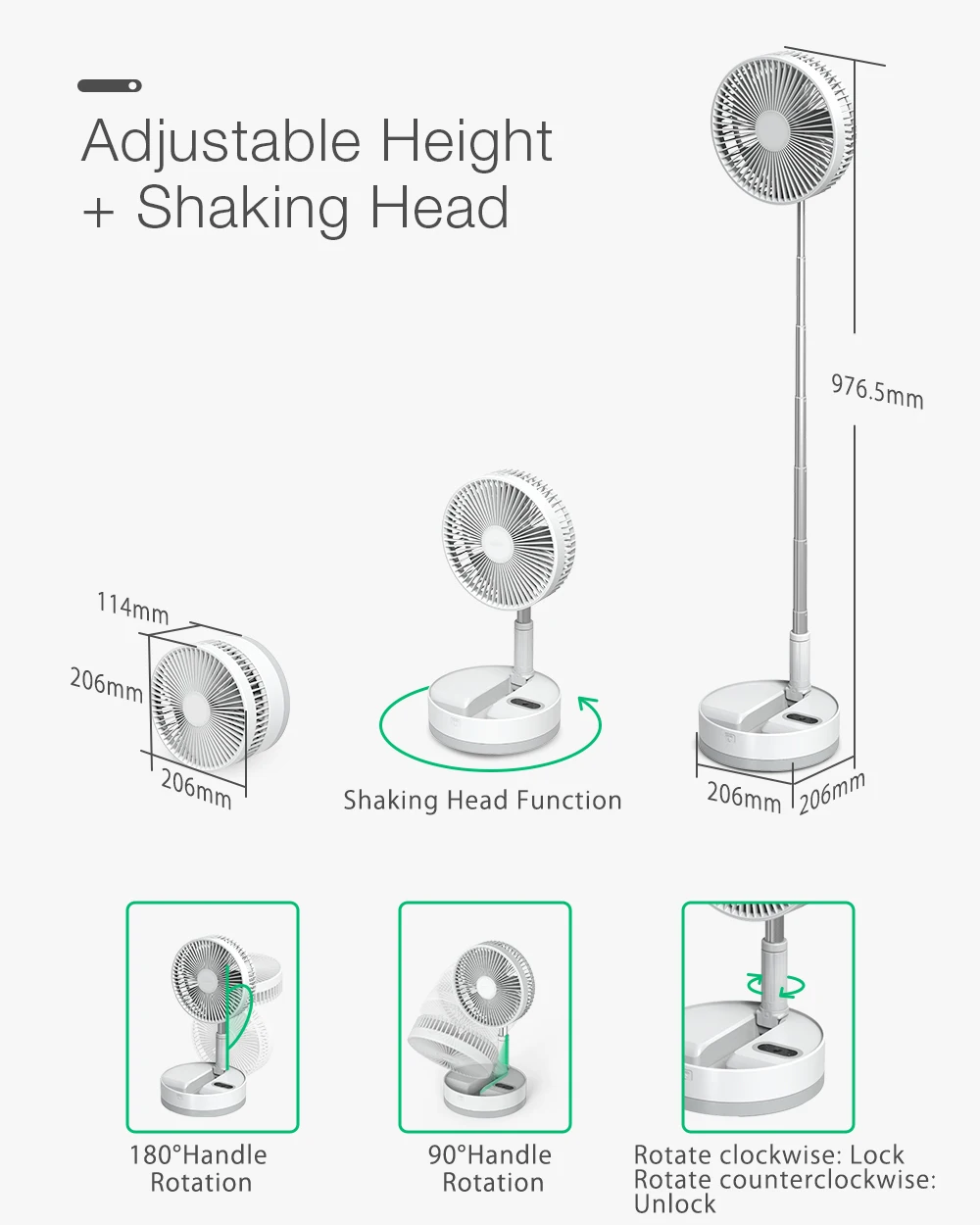OEM Rechargeable Oscillating Digital Display Floor Fan With Night Light Smart Desktop Timer Setting Retractable Air Cooling Fan