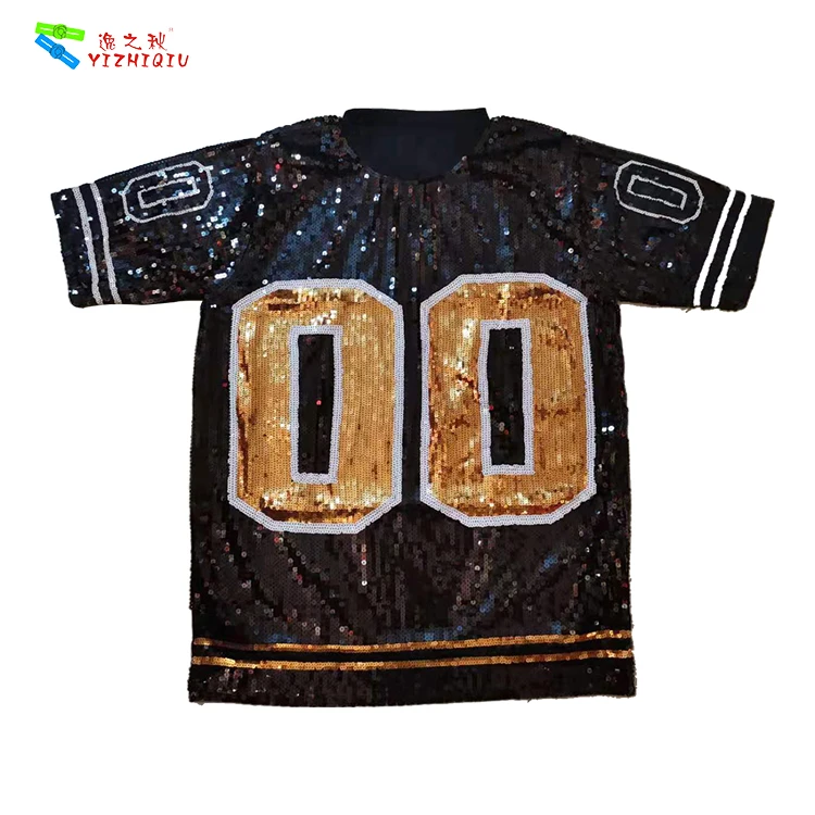 
YIZHIQIU 2XL gold and black sequin jersey dress with number 00 